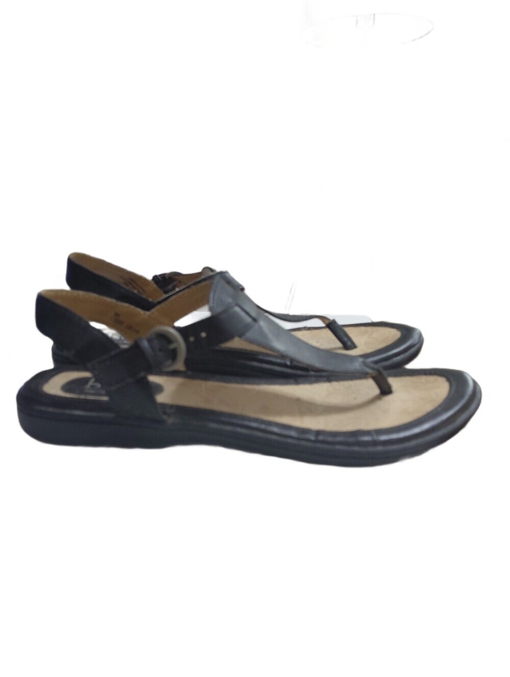 b.o.c Black Leather T-Strap Sandals Women's Size 8 Thong Ankle Strap Sandals - Picture 5 of 9